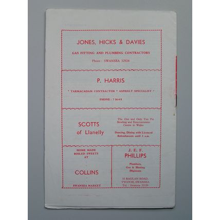 SWANSEA TOWN v WORKINGTON Div3 14/09/1965