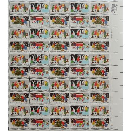 Season's Greetings Sheet of Fifty 20 Cent Postage Stamps Scott 2027-30