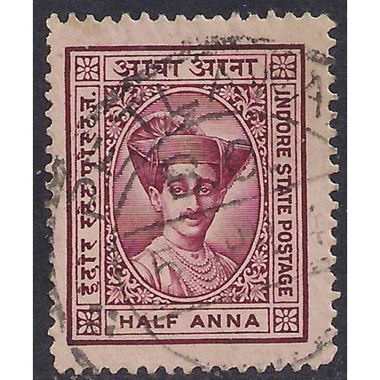 India Indore State 1940 -46 KGV1 1/2 Anna Claret used SG 37 ( K176 )