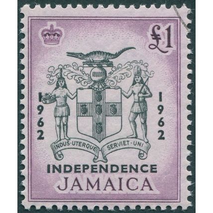 Jamaica 1962 £1 black & purple Independence SG192 CTO