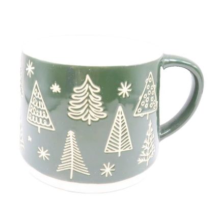 Green Christmas Tree Mug Ceramic 8 CM Microwave/Dishwasher Safe Gift Festive
