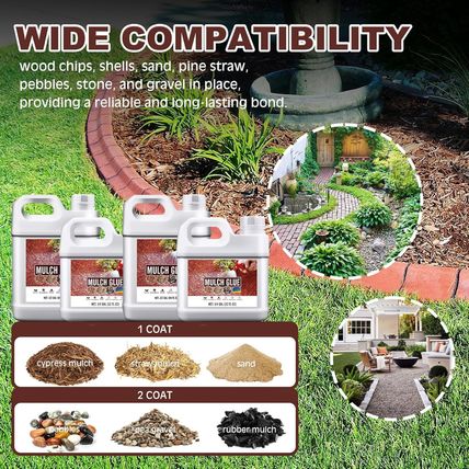 Mulch Glue - 64Oz / 0.5 Gallon Landscape Adhesive Gravel Binder Glue with Applic