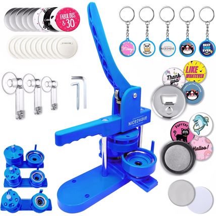 Button Maker Machine Multiple Sizes 1+1.25+2.25In (500 Buttons,15 Bottle Openers