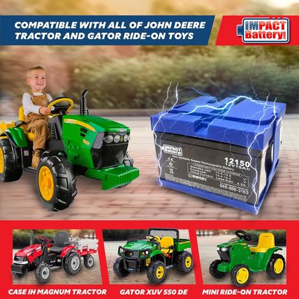 Impact Battery-Upgraded Replacement 12V Battery for Peg Perego John Deere Tracto