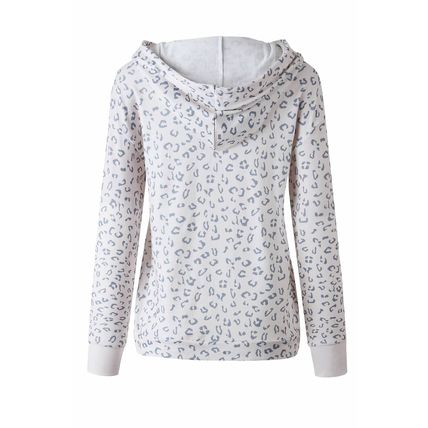 Printed Subtle Slit Plus Size Leopard Hoodie