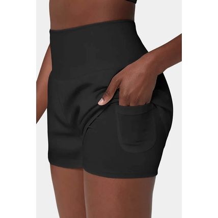 Black Pocketed Wide Waistband Swim Shorts