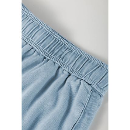 Beau Blue Washed Chambray Drawstring Elastic Waist Plus Size Shorts