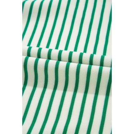 Bright Green Striped Exposed Seam Patchwork Loose Pullover Top