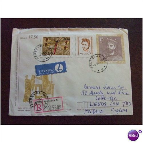 Poland 1988 Registered Air Mail Cover Lotnicza Warsaw