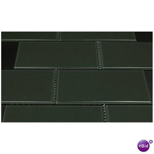 Glass Tile Brick Blocco Turtle Grey 3 x 6