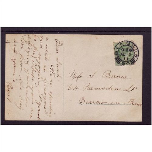 LADY IN A VERY LARGE HAT STUDIO PHOTO POST CARD NICE USED 1911
