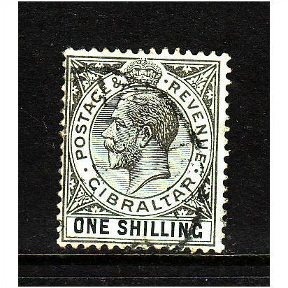 GIBRALTAR 1912 SG 81 1s BLACK AND GREEN FINE USED#2