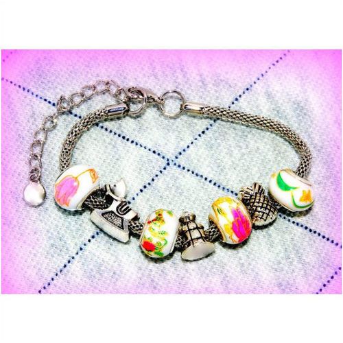 European Beads Rocking Horse Charm Bracelet Silver Tone Bangle Jewellery 809