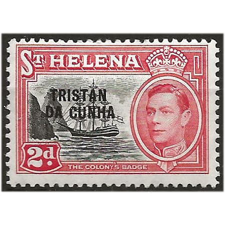 Tristan Da Cunha 1952 SG4 2d Black & Scarlet Mounted Mint .. ..