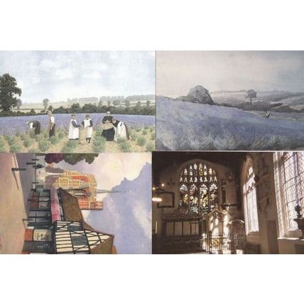 Harvesting Girls Watercolour Stained Glass Hitchin Hertfordshire 4x Postcard s
