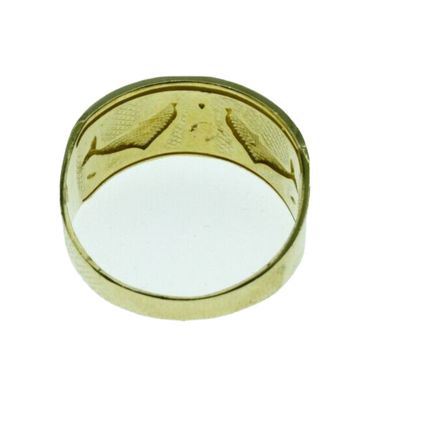New Solid Real 14K Gold Lucky Two Dolphins and Heart Ring Band 4.4 Grams Size 9