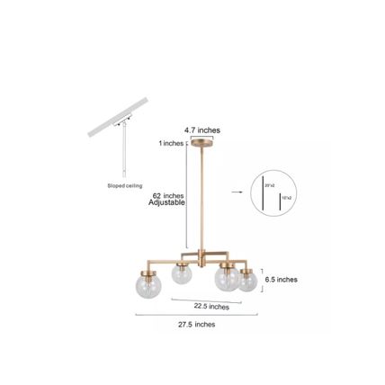Uolfin Modern Gold Sputnik Bedroom Chandelier, 27.5 in. 4-Light Chandelier