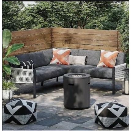 Round Metal Fire Column - Black - By Threshold