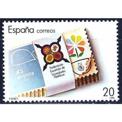 España. 1988. Mi # 2843. FESOFI Anniversary. Spanish Federation Philatelic Socie