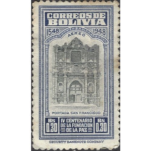 BOLIVIA, Church of San Francisco, La Paz, blue 1951, BS0.30