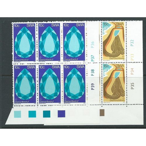 south west africa stamps set. sg267 sg 267 set mnh plate blocks diamond mining
