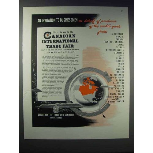 1948 Canadian International Trade Fair Ad - Invitation