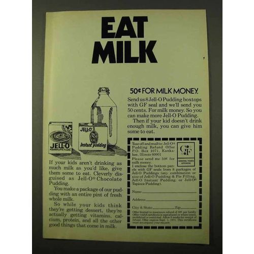 1971 Jell-O Pudding Ad - Eat Milk