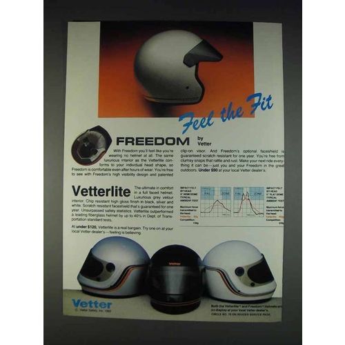 1982 Vetter Freedom and Vetterlite Motorcycle Helmet Ad