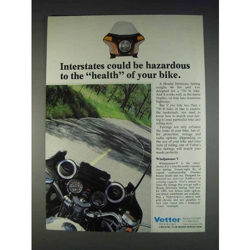 1982 Vetter Windjammer V Motorcycle Fairing Ad