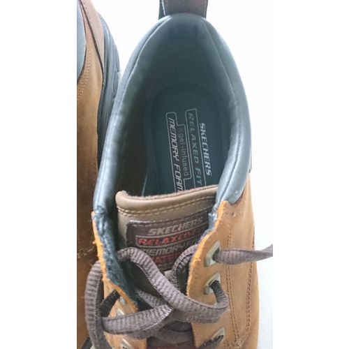 FLASH SALE! SKECHERS Mens 9 brown shoes Nubuck Leather Fit Waterproof BERTAN