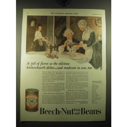 1921 Beech-Nut Pork and Beans Ad - As full of flavor as the old-time
