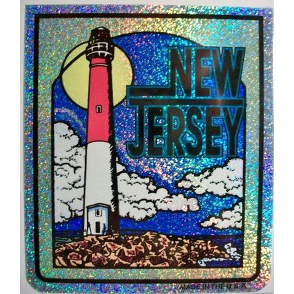New Jersey State Vinyl Reflective Souvenir Decal with Glitter