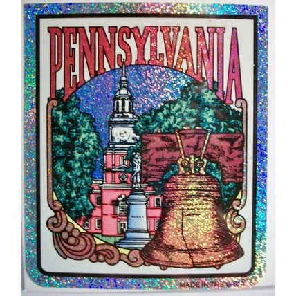 Pennsylvania State Vinyl Reflective Souvenir Decal with Glitter