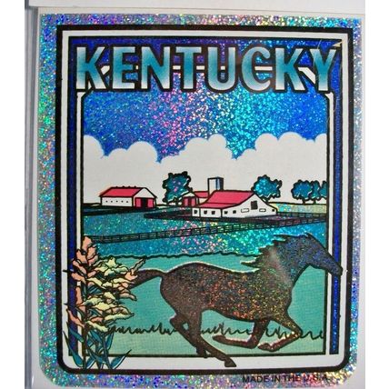 Kentucky State Vinyl Reflective Souvenir Decal with Glitter