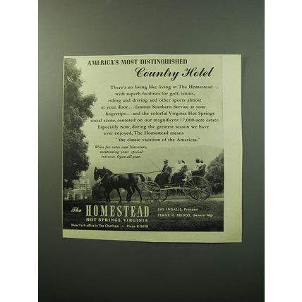 1950 The Homestead Resort Ad - America's most distinguished country hotel