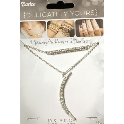 Rhinestone Bar and Moon Necklaces - Silver #355 USA Seller