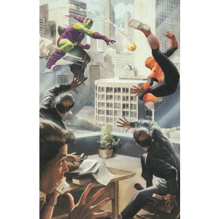 Spiderman vs Green Goblin Human Torch Marvel Comic Book Postcard