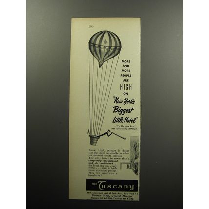 1956 The Tuscany Hotel Ad - More and more people are high on