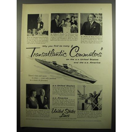 1955 United States Lines Cruise Ad - Mr. M.W. Clement, Mr. William T. Gossett