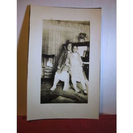 LILY AND DAUGHTER IN THE PARLOR UNKNOWN HOUSE used antique postcard RP =
