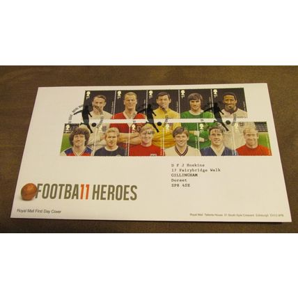 2013 GB FDC / Cover - British Football Legends - Charlton, Best, Law, Keegan ++
