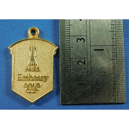 Solid Silver Gilt Embassy Darts Gold Cup Pairs Watch Fob Medal Hallmarked 2001