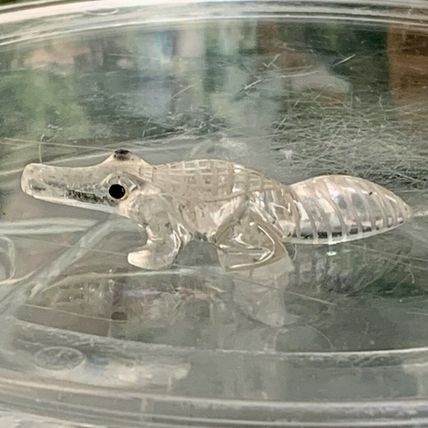 Crystal Carved Alligator Crocodile Miniature Figurine Detailed Carving 1.75" VTG