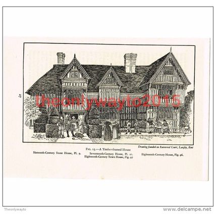 Timber Framed Ramwood Court, Langley, Kent, Book Illustration (Print), c1950