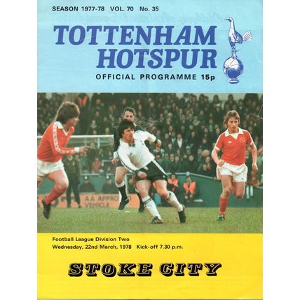 1977/78 Tottenham / Spurs vs Stoke City (Div 2 Season) * FREE P&P *