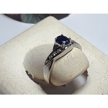 Estate 1/2ctw Natural Blue Sapphire & Diamond channel twist 14Kt WG Ring #20085