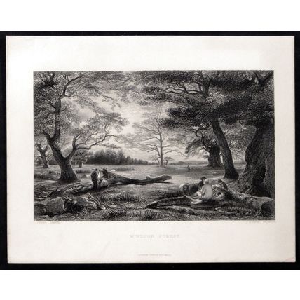 WINDSOR FOREST 1851 Thomas Abiel Prior - John Linnell VICTORIAN ENGRAVING
