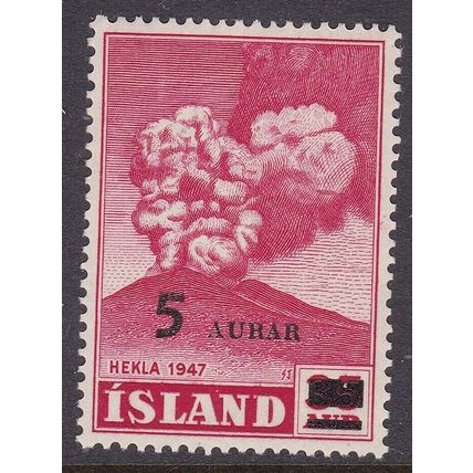 Iceland 1954 Mt Hekla 5a overprint Mint Never Hung SG 324 VGC
