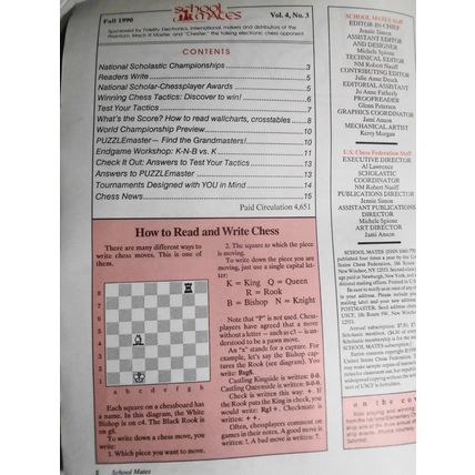 School Mates, Fall 1990 - Magazine for Chess Beginners