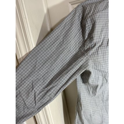 WOMENS Port Authority Long Sleeve Plaid Button Up Shirt Grey W/Purple Leaf Sz M